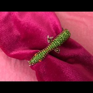 Handbeaded huichol lizard bracelet green boho new